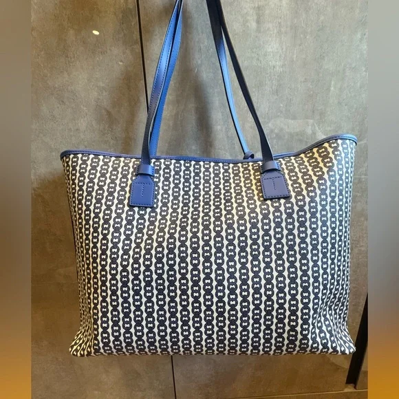 Tory Burch Blue and Cream Women's Tote Bag - Picture 2 of 10